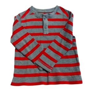NWOT Healthtex long sleeved red & gray striped thermal shirt 4T